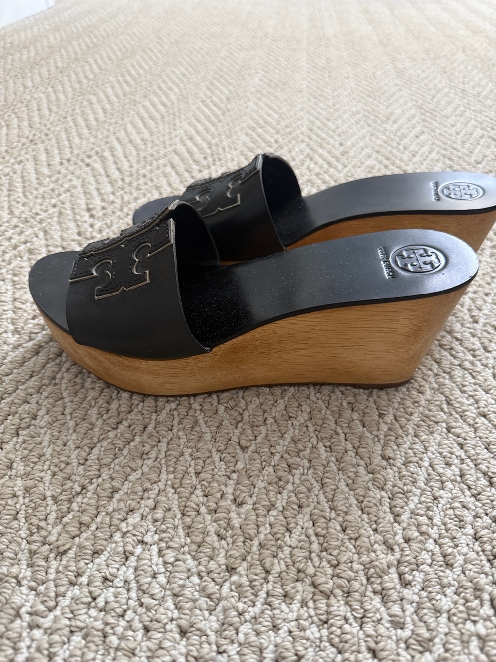 Tory Burch Black Logo Slip-On Mules - Picture 2 of 3